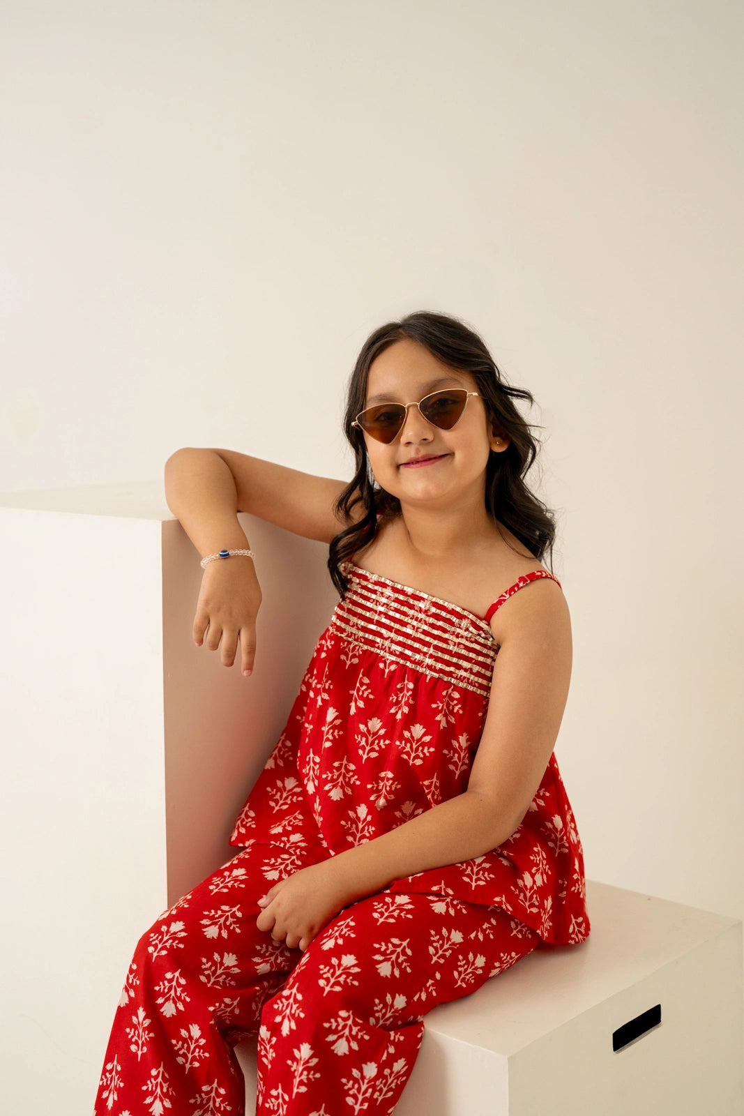 KHILKARI  THE RED BUTI-FUL COTTON HAND BLOCK TWIN SET