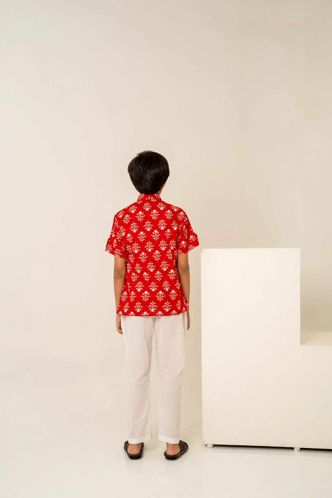 KHILKARI  TOMATO TANGO HAND BLOCK COTTON SHIRT WITH PANT