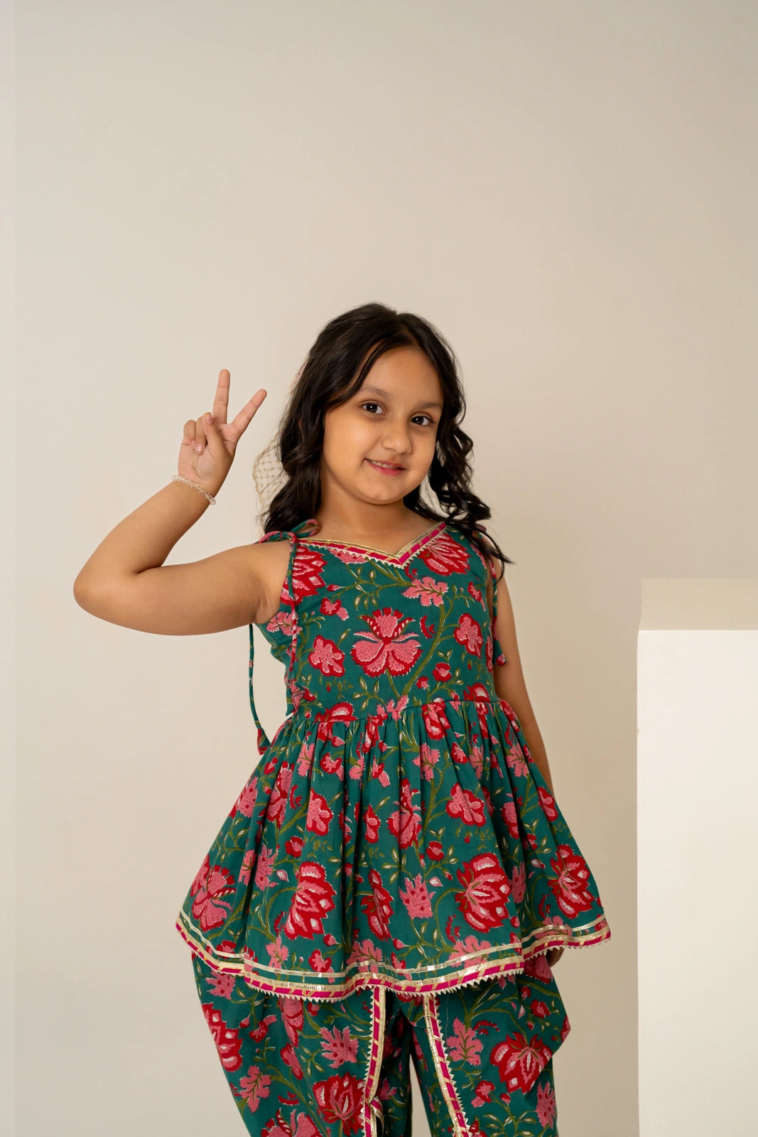 KHILKARI  FLORAL COTTON  KURTA DHOTI SET