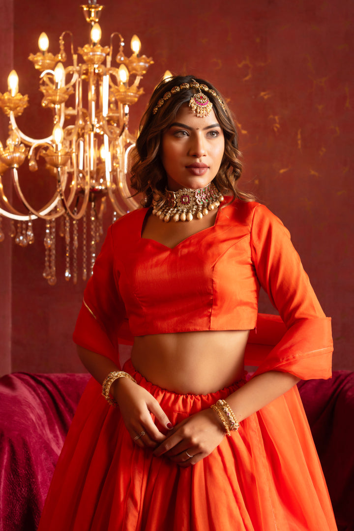 GULFIZAN RANGEELA ORANGE ORGANZA GOTTA PATTI LEHENGA SETS WITH ORGANZA DUPATTA