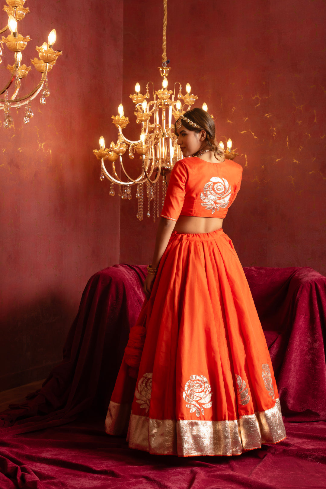 GULFIZAN RANGEELA ORANGE ORGANZA GOTTA PATTI LEHENGA SETS WITH ORGANZA DUPATTA
