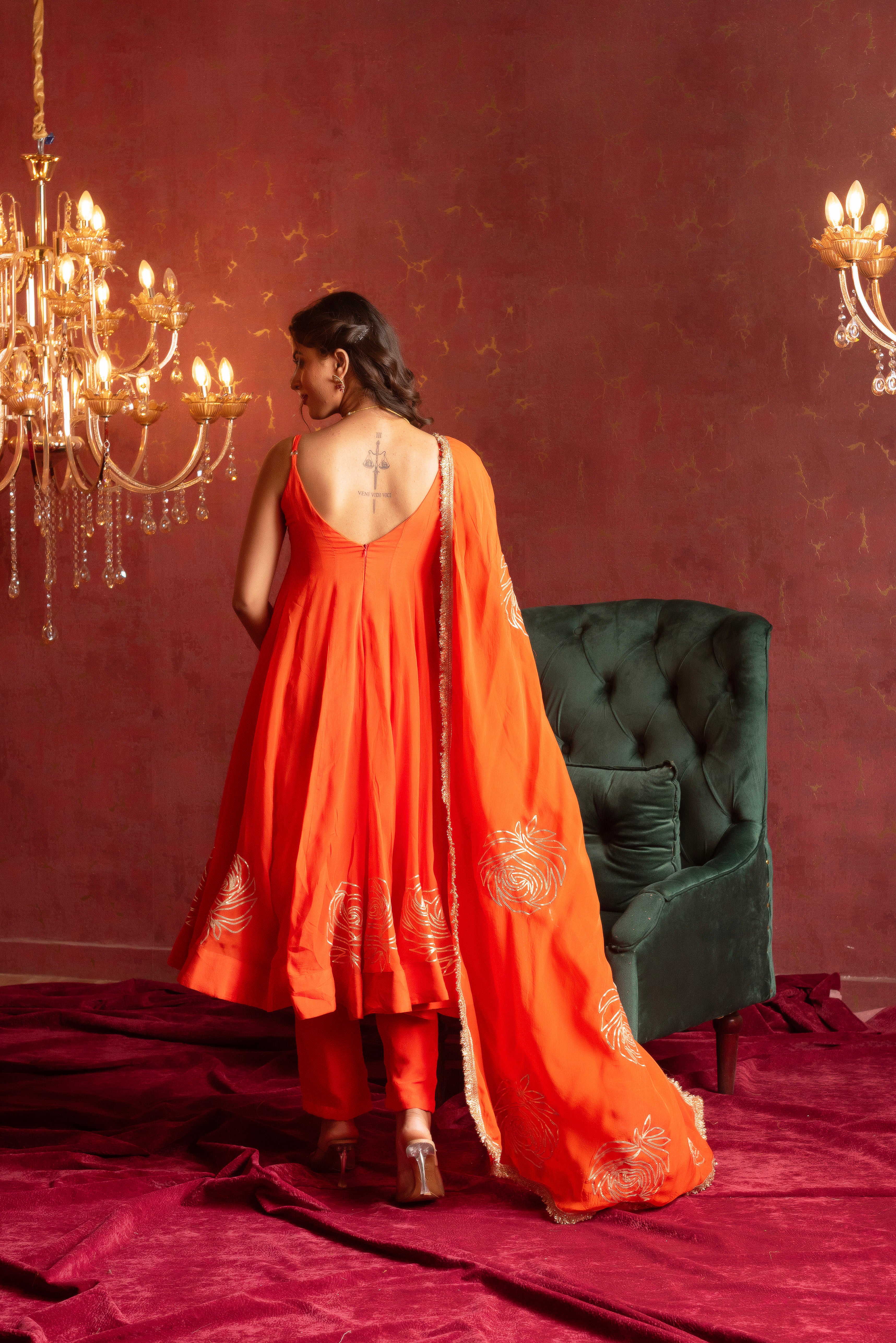 GULFIZAN ORANGE GOTA PATTI ANARKALI SETS WITH DUPATTA