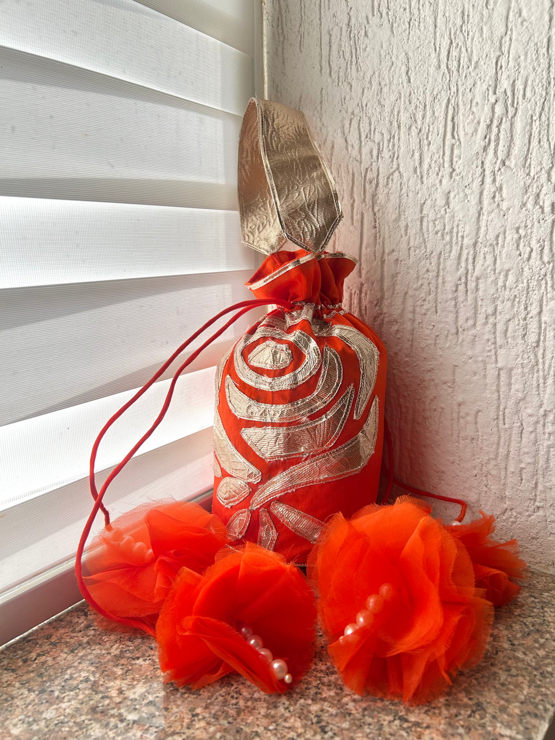 GULFIZAN RANGEELA ORANGE ORGANZA GOTTA PATTI LEHENGA SETS WITH ORGANZA DUPATTA