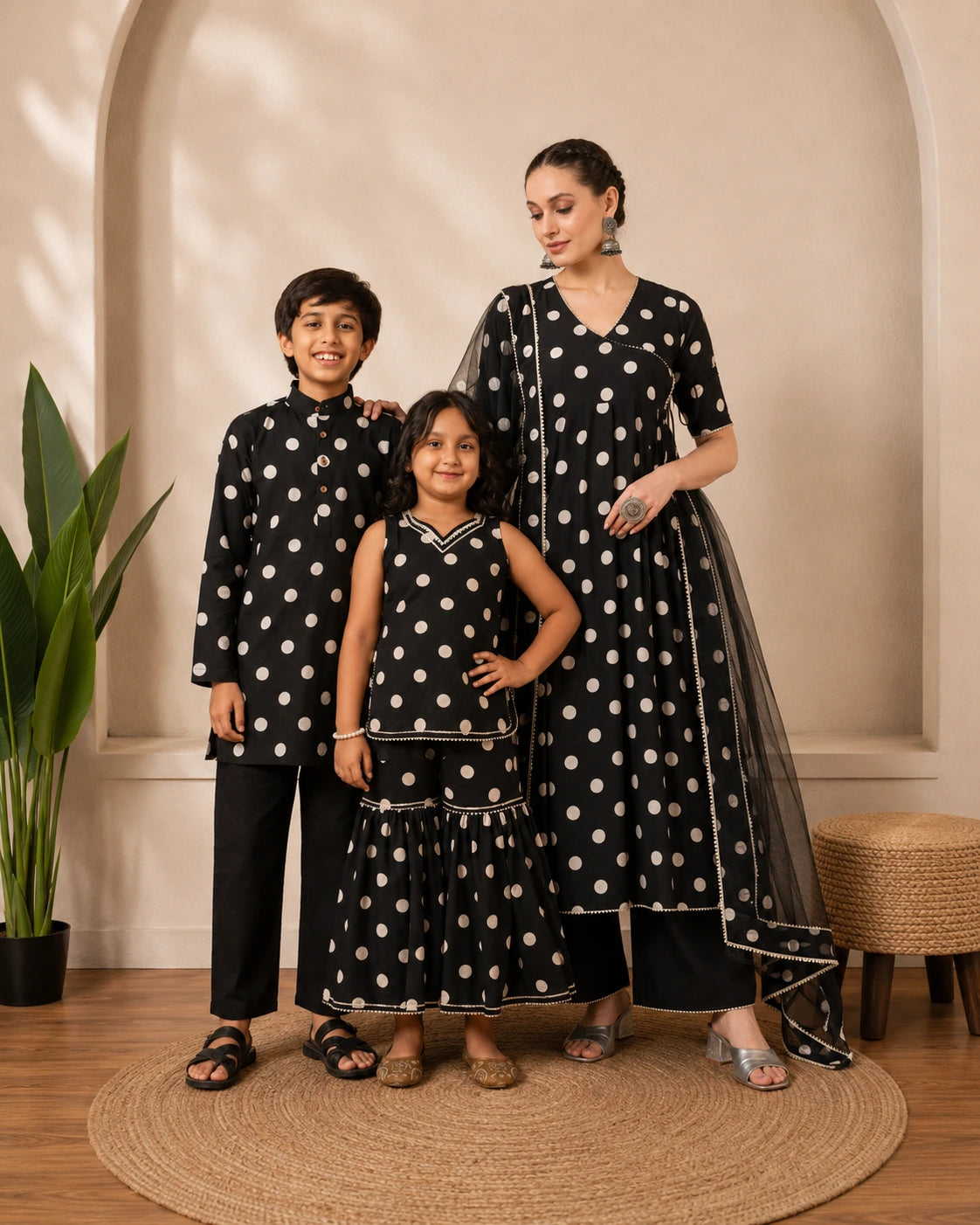 COTTON POLKA DOTS FAMILY OUTFIT COMBO