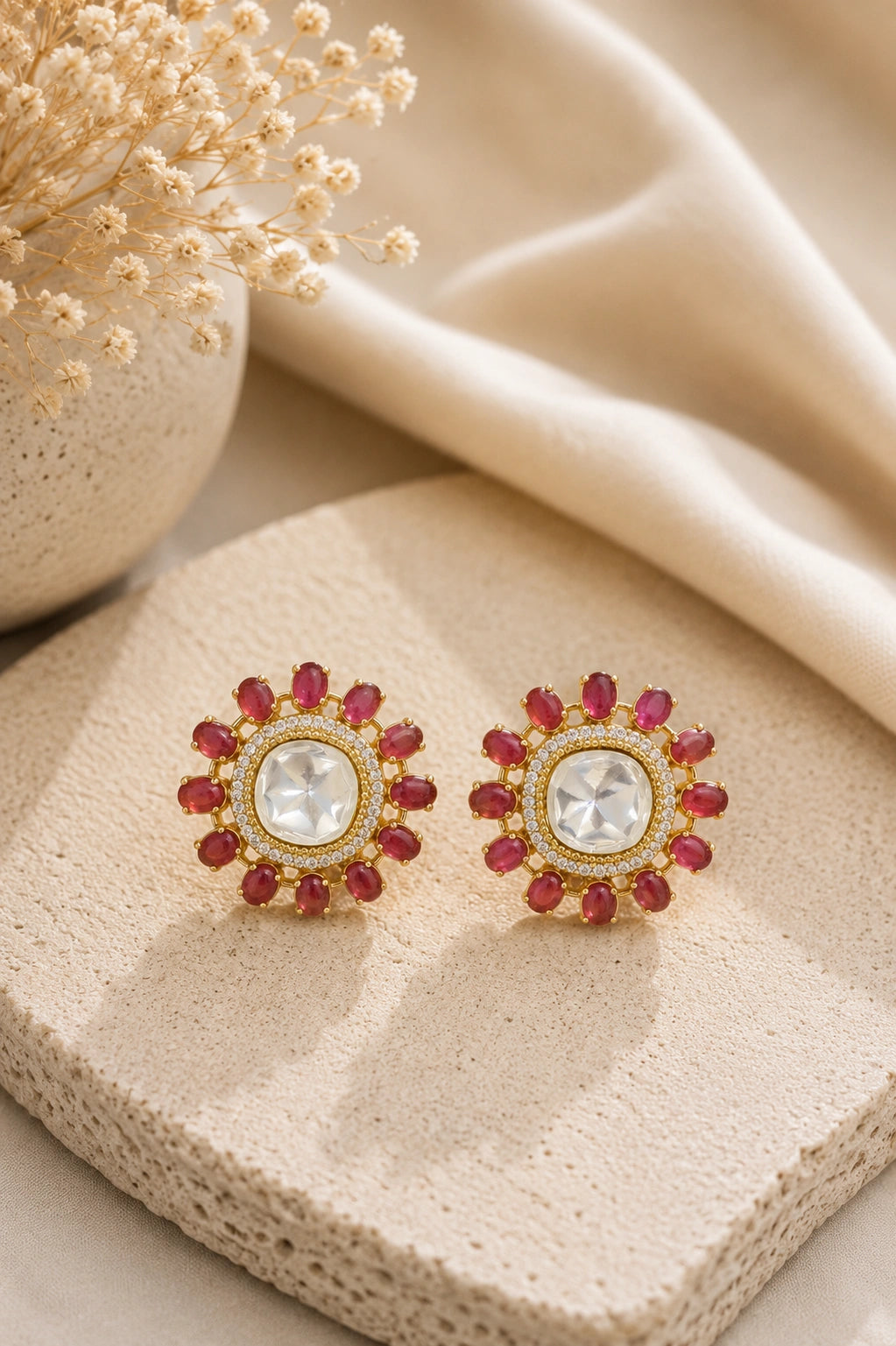 RUHAANI PINK FASHION STUD EARRING FOR WOMEN