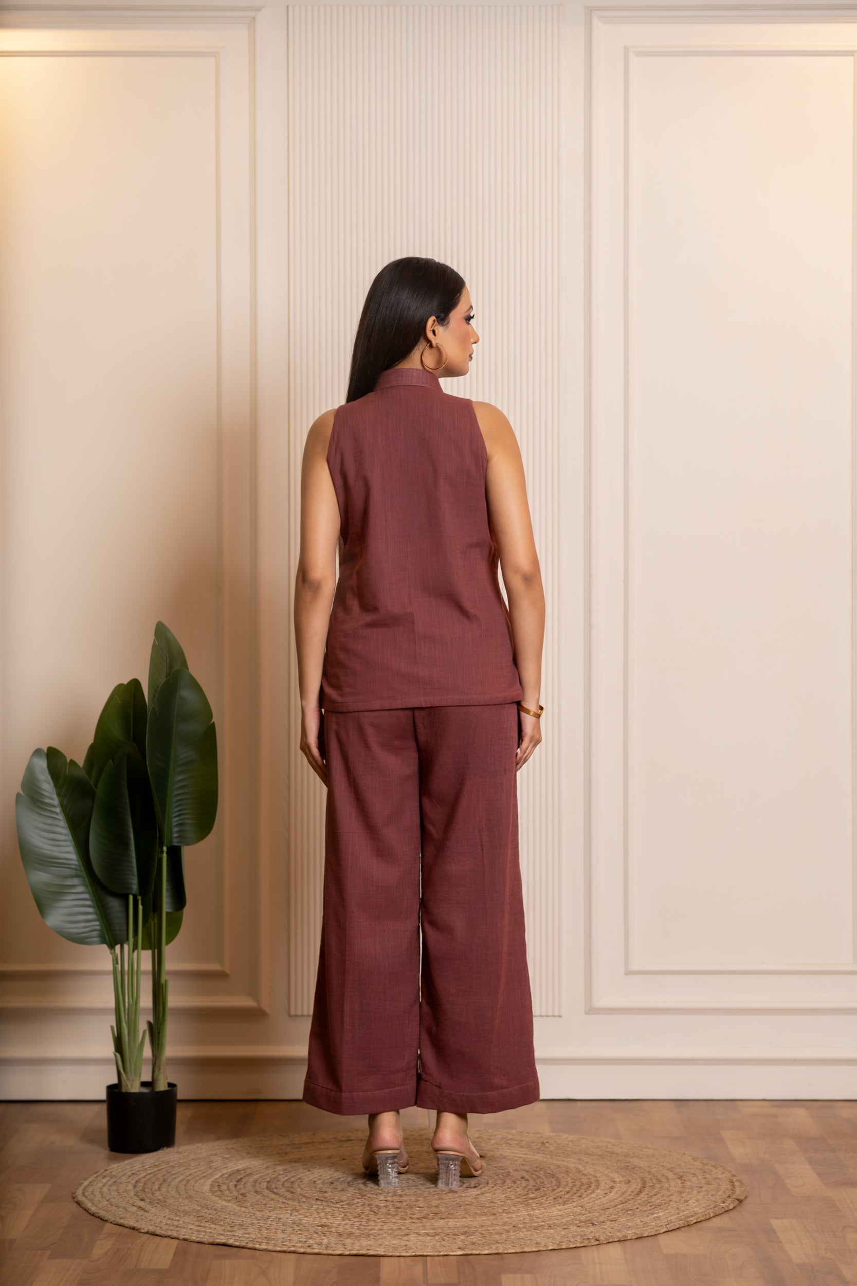 SUKOON  BROWN  COTTON SLUB CO-ORD SET