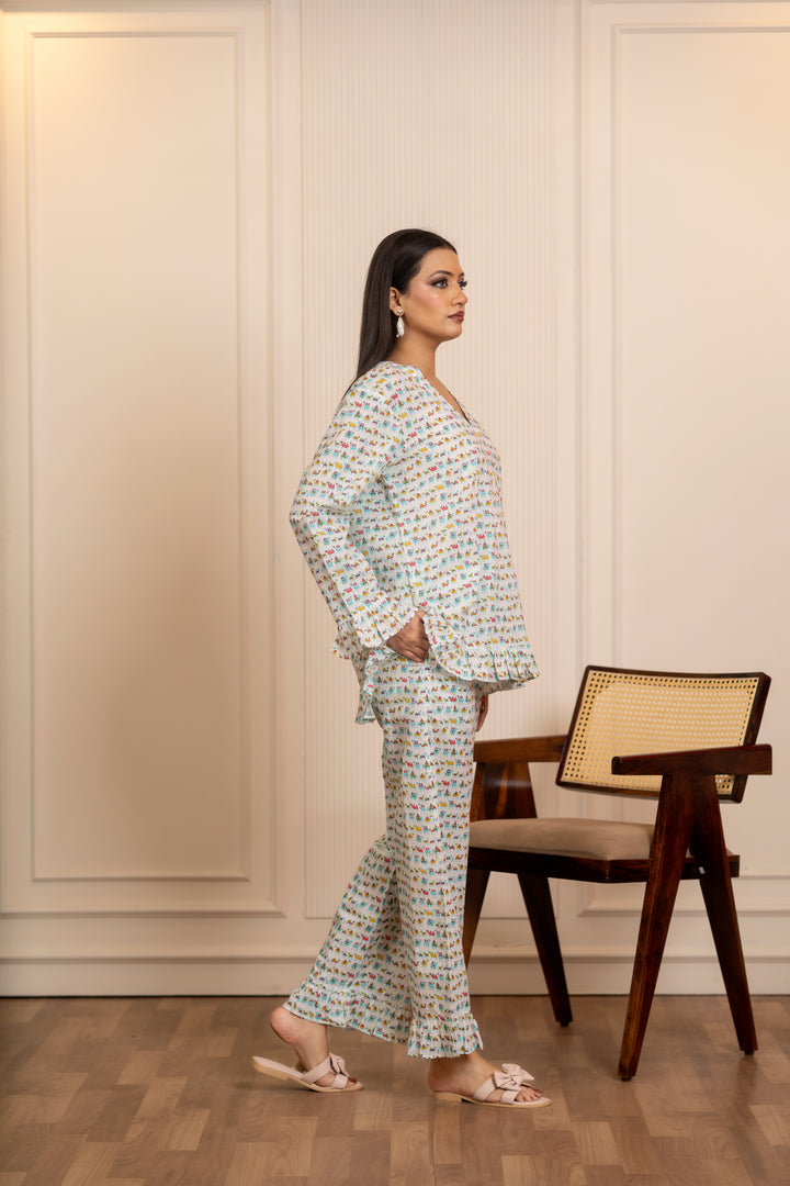 SUKOON NEEL SAFED SAFAR COTTON  CO-ORD SETS