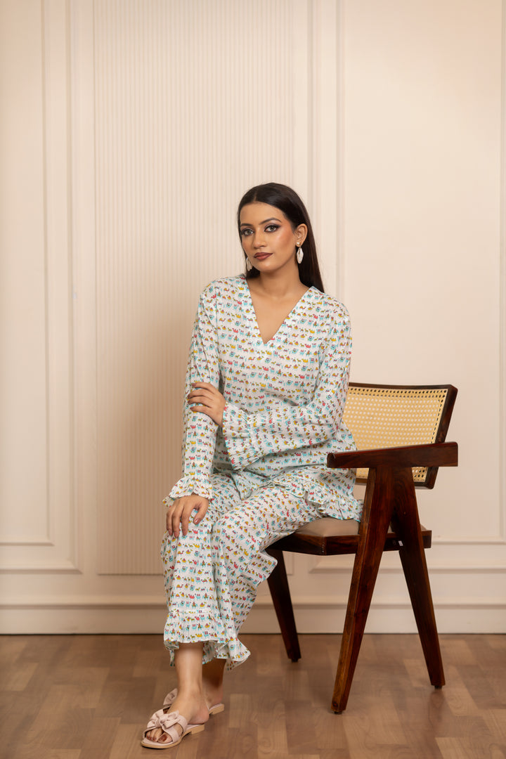 SUKOON NEEL SAFED SAFAR COTTON  CO-ORD SETS