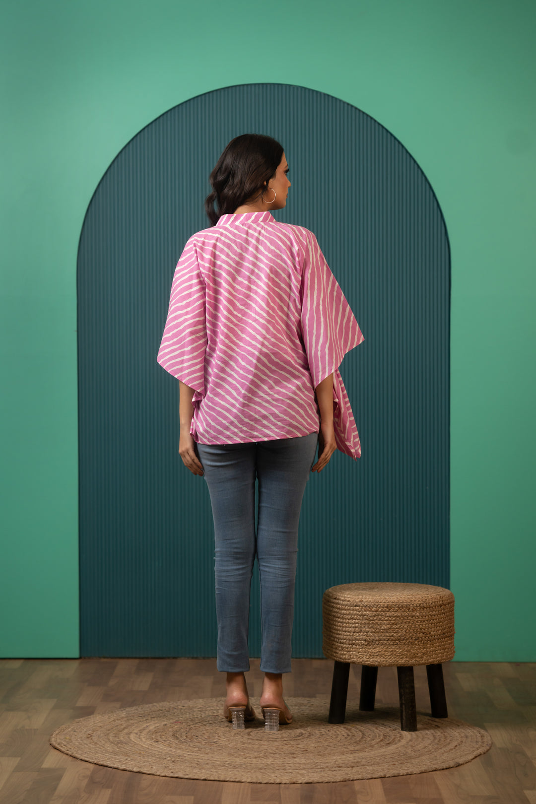 SUKOON PINK WAVE COTTON KAFTAN TOP