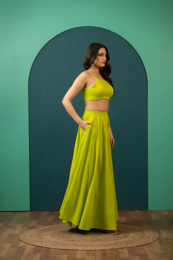 SUKOON LIME GREEN COTTON TWO PIECE SETS