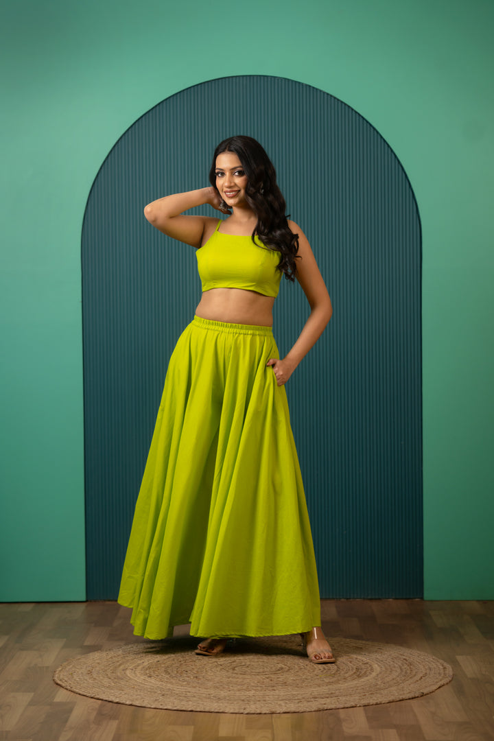 SUKOON LIME GREEN COTTON TWO PIECE SETS