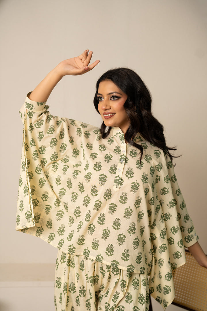 SUKOON TWO - PIECE RELAXED FLORAL HAND BLOCK COTTON LOUNGEWEAR