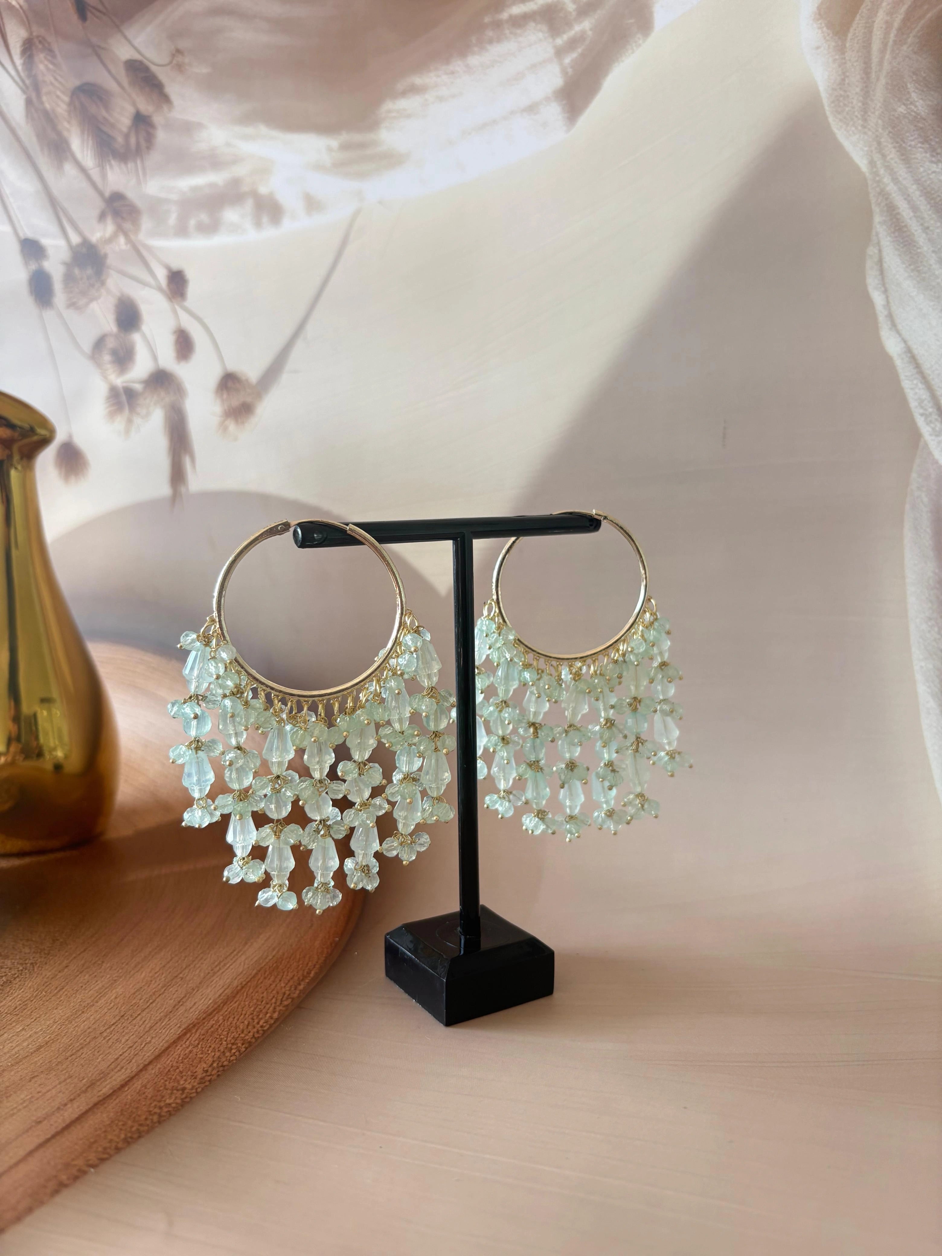 LIGHT BLUE PEARL DROP JHUMKA SET