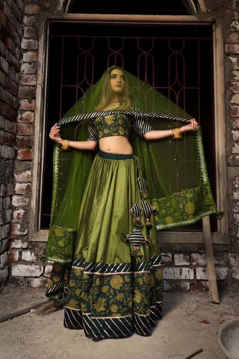 IDIKA GREEN COTTON SILK FAMILY OUTFIT COMBO