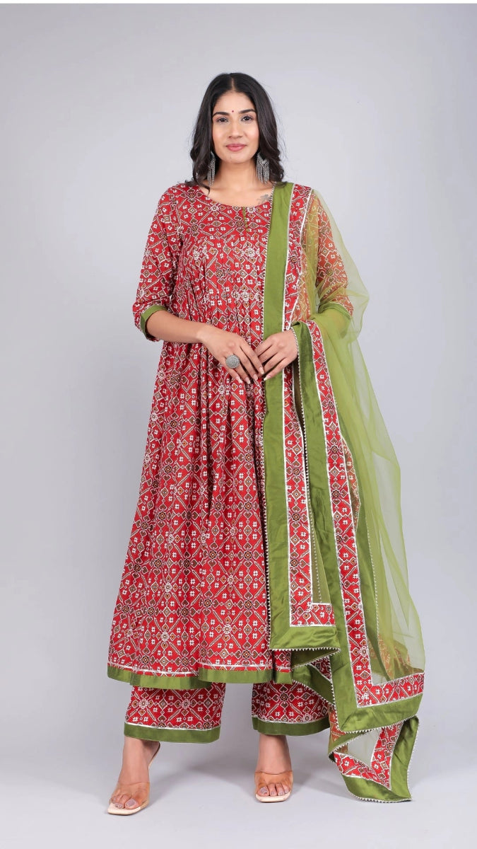 AAGAM COTTON ANARKALI SET - Pomcha Jaipur