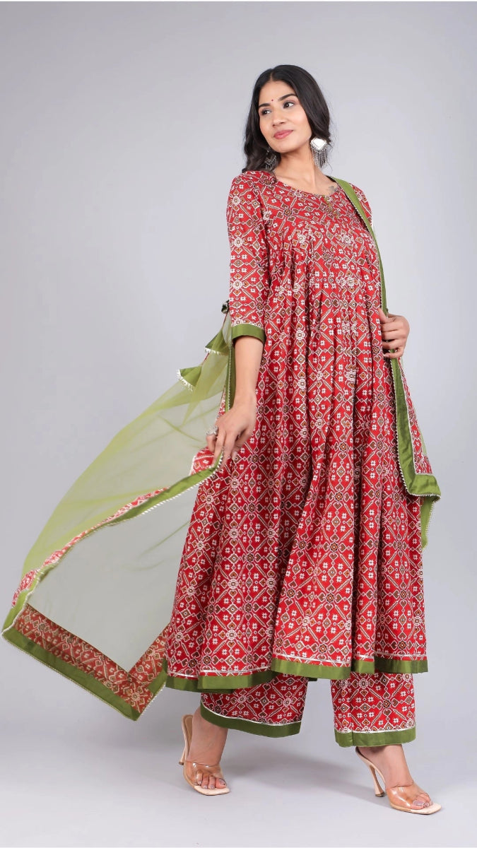 AAGAM COTTON ANARKALI SET - Pomcha Jaipur