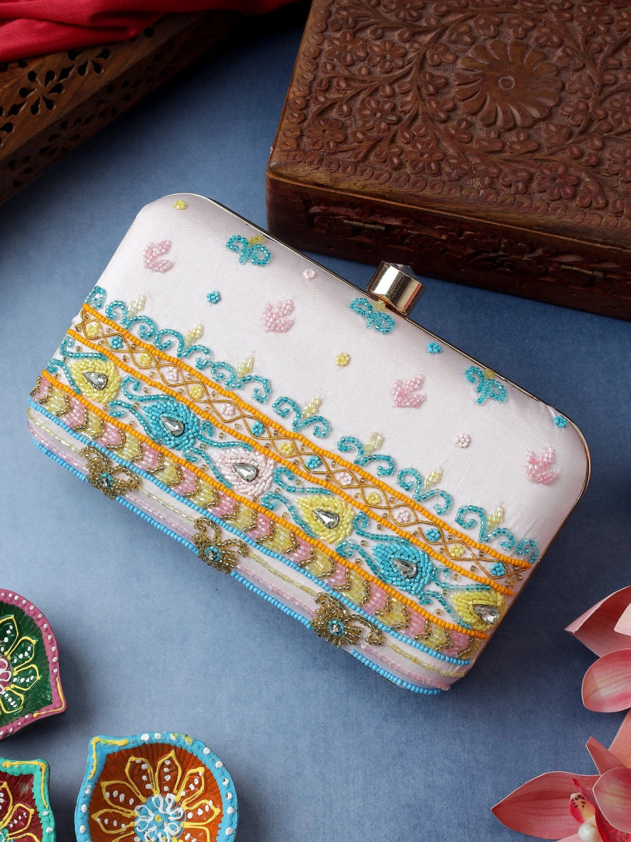 AALIYAH PASTEL PINK JUTTI CLUTCH COMBO - Pomcha Jaipur