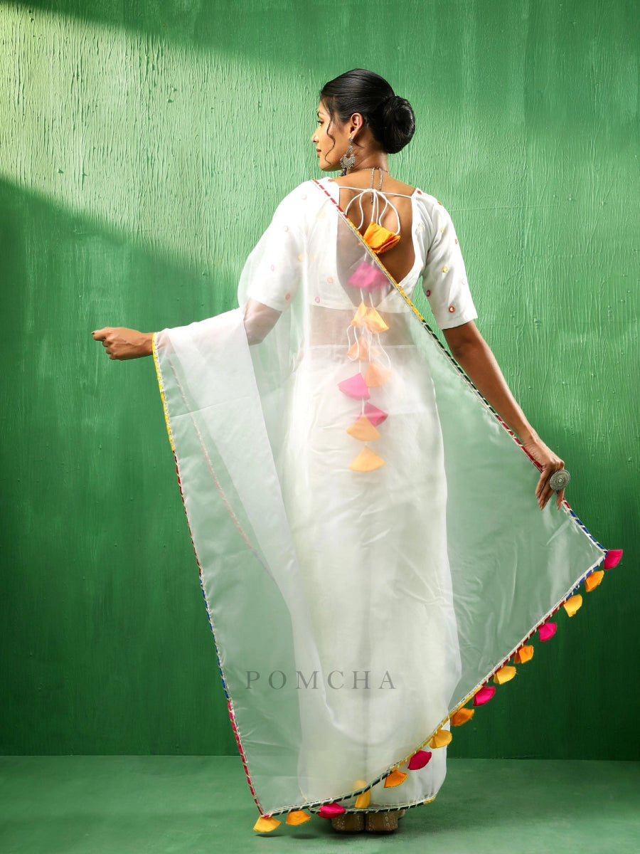 ADAA MIRROR WORK ORGANZA SAREE - Pomcha Jaipur