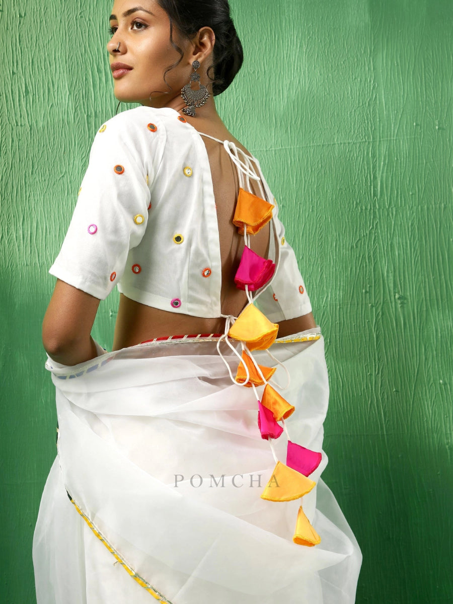 ADAA MIRROR WORK ORGANZA SAREE - Pomcha Jaipur