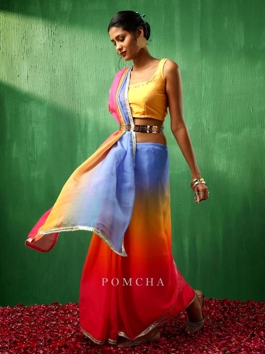 ADAA MULTICOLOR ORGANZA SAREE - Pomcha Jaipur