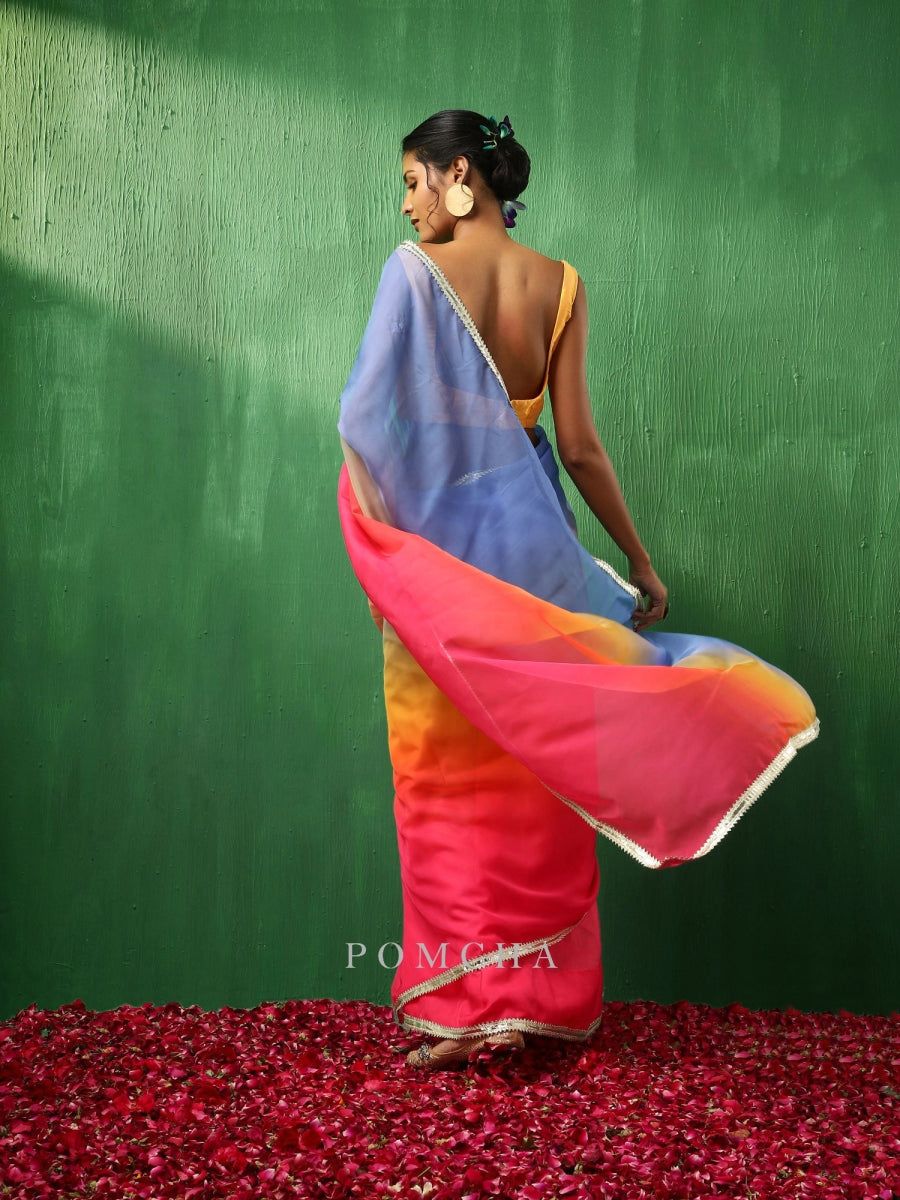 ADAA MULTICOLOR ORGANZA SAREE - Pomcha Jaipur