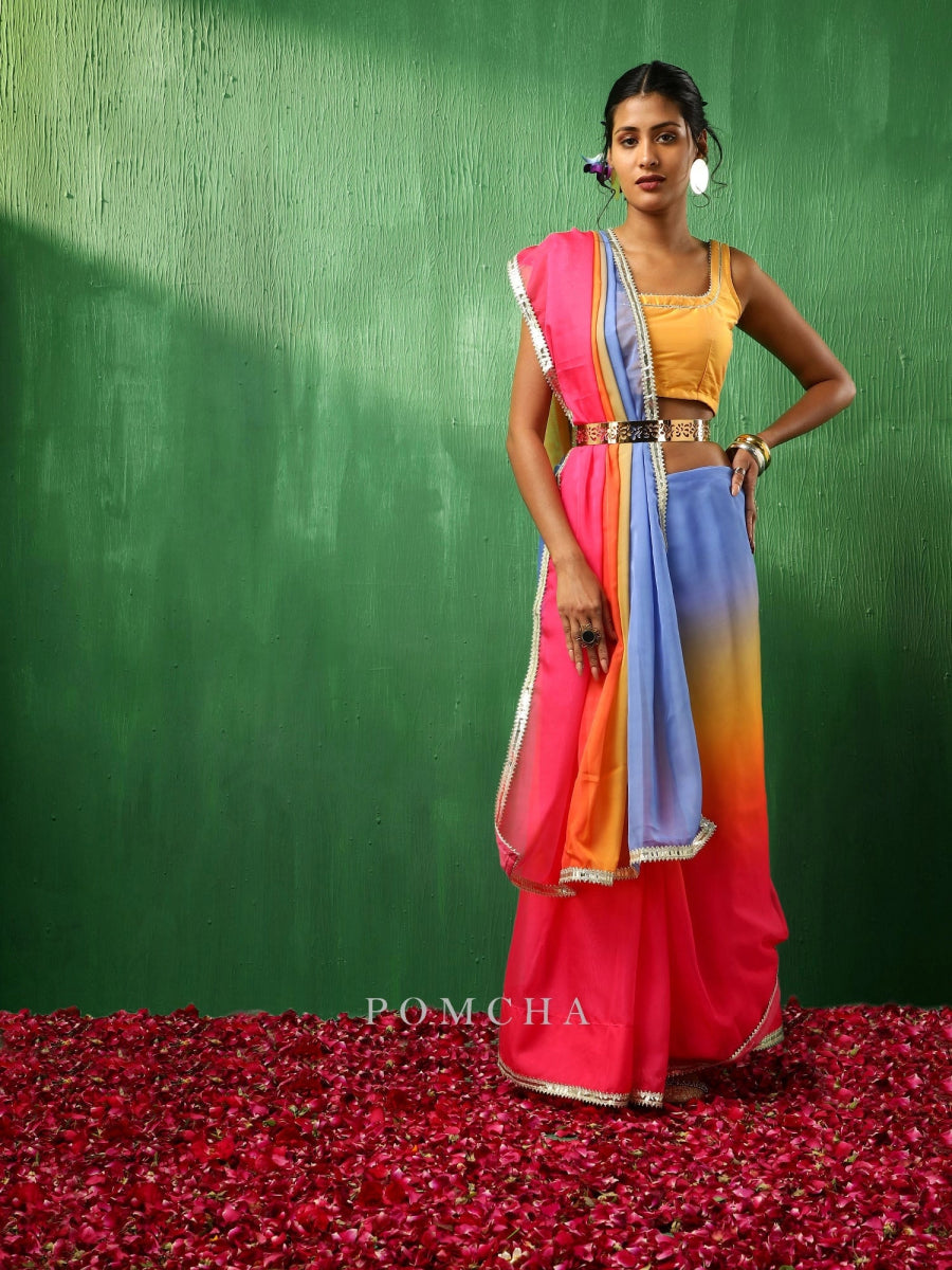 ADAA MULTICOLOR ORGANZA SAREE - Pomcha Jaipur