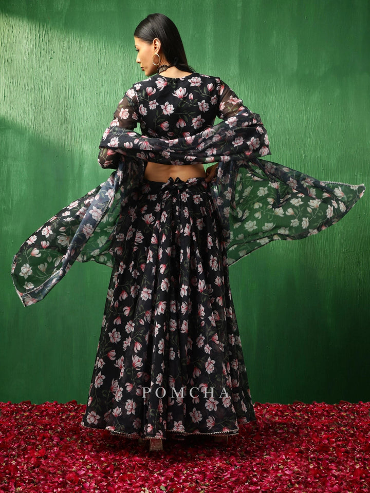 ADAA PINK LOTUS ORGANZA LEHENGA SET - Pomcha Jaipur
