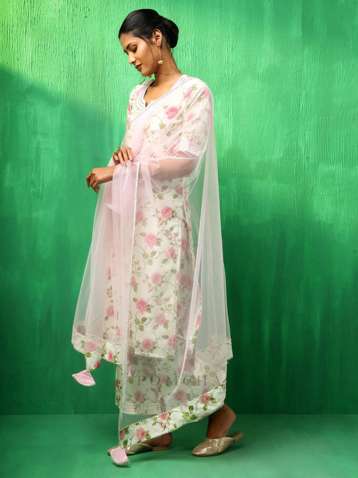 ADAA PINK ROSE COTTON SUIT SET - Pomcha Jaipur