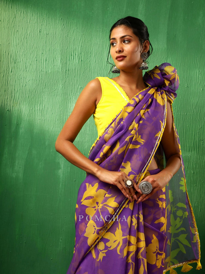 ADAA VIOLET ORGANZA SAREE - Pomcha Jaipur