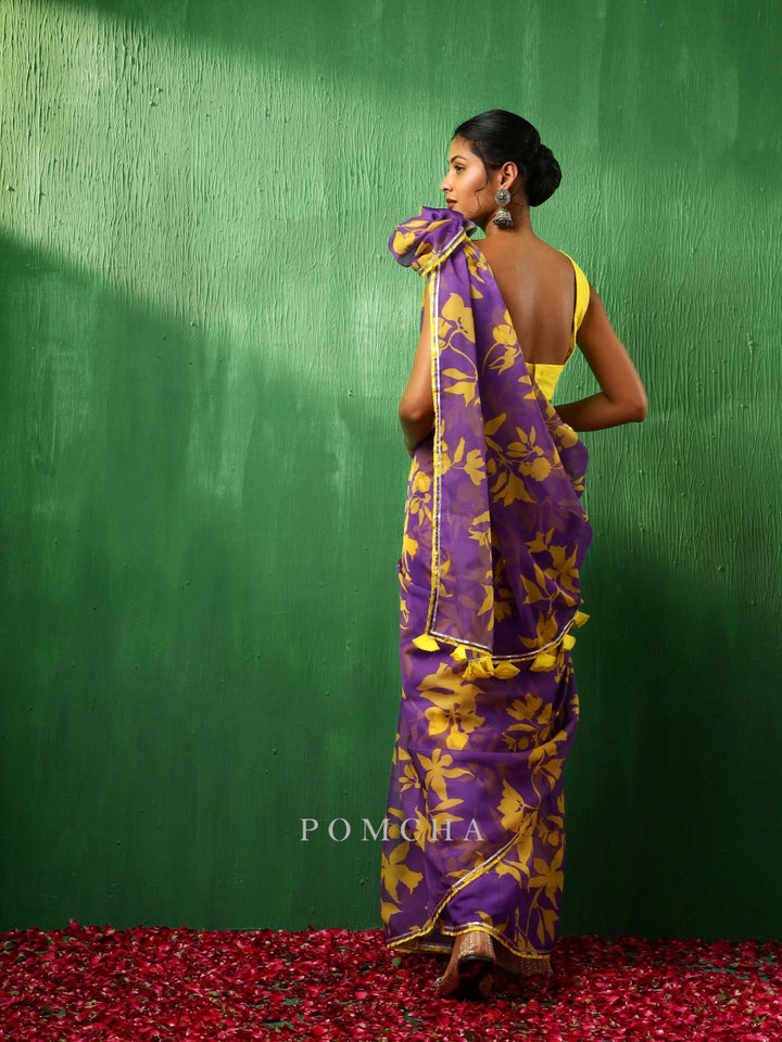 ADAA VIOLET ORGANZA SAREE - Pomcha Jaipur