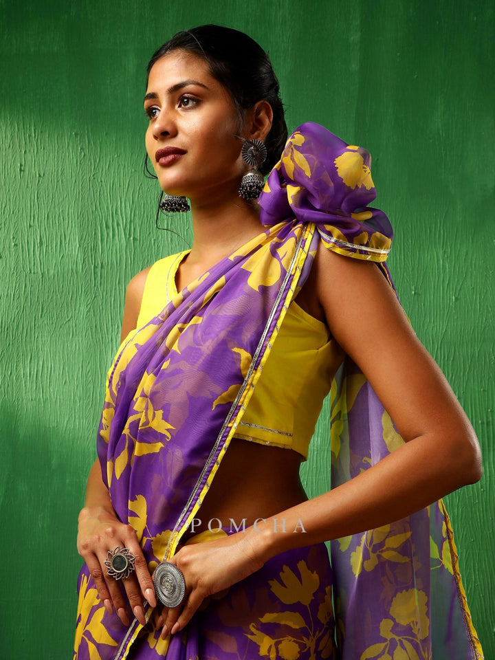 ADAA VIOLET ORGANZA SAREE - Pomcha Jaipur