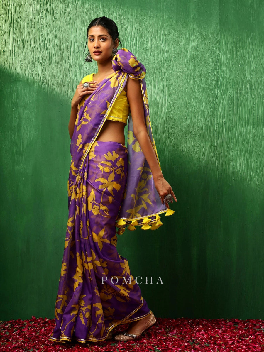ADAA VIOLET ORGANZA SAREE - Pomcha Jaipur