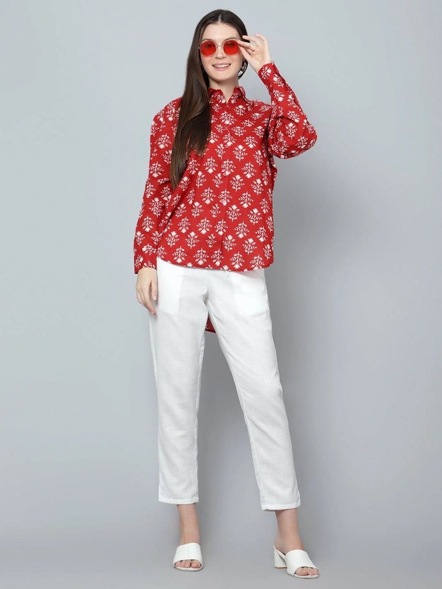 AMAIRA COTTON HAND BLOCK WOMEN SHIRT - Pomcha Jaipur