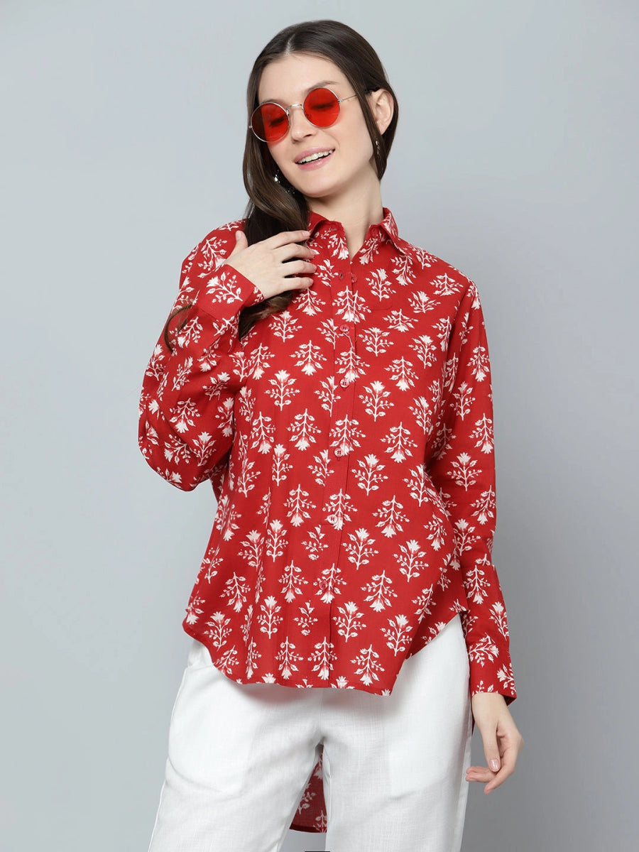 AMAIRA COTTON HAND BLOCK WOMEN SHIRT - Pomcha Jaipur