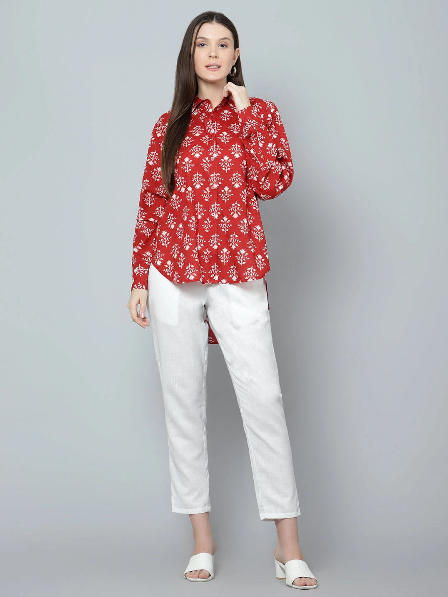 AMAIRA COTTON HAND BLOCK WOMEN SHIRT - Pomcha Jaipur