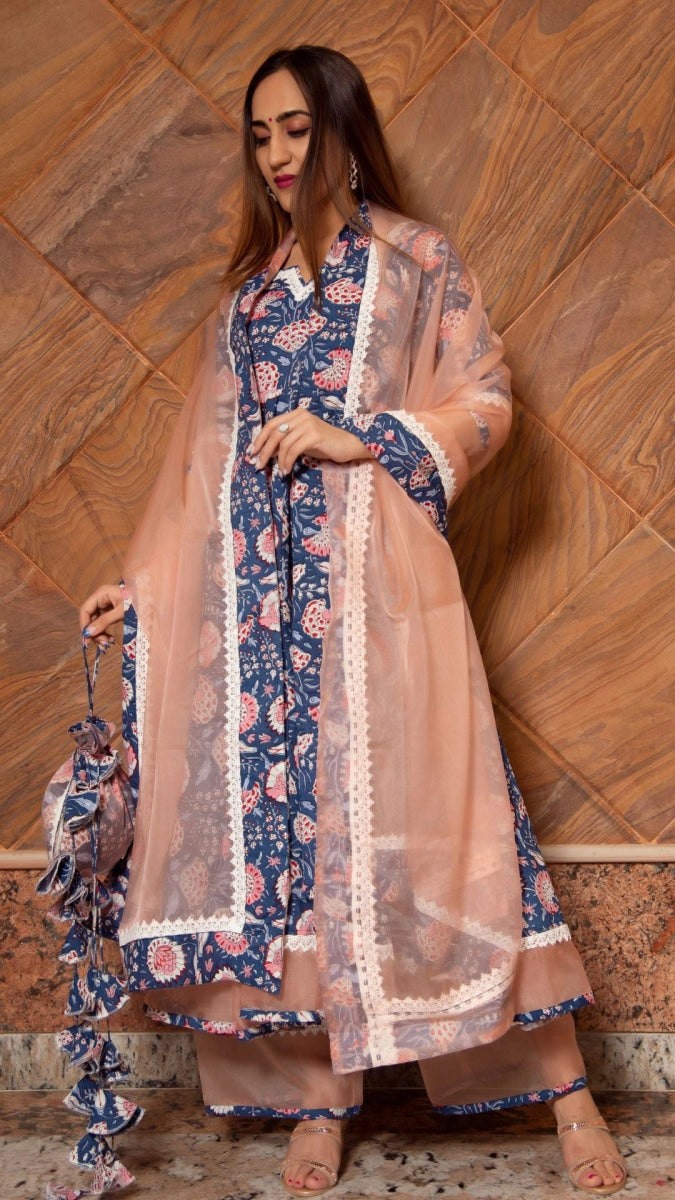 AMBAR COTTON ANARKALI SET - Pomcha Jaipur