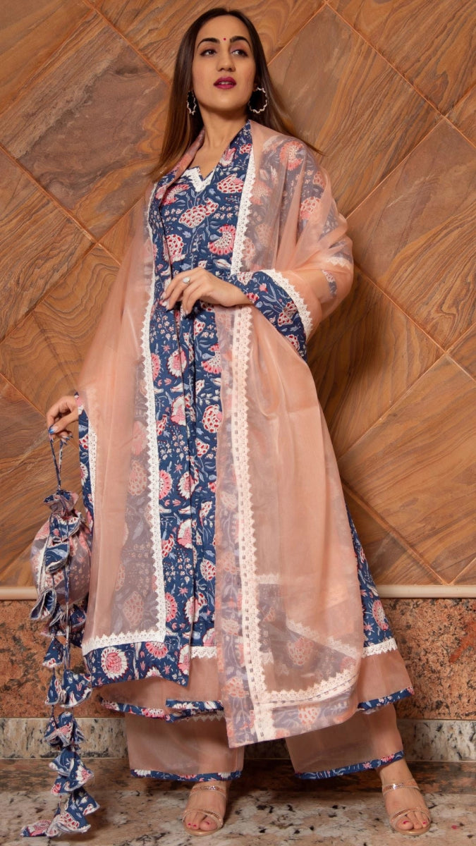 AMBAR COTTON ANARKALI SET - Pomcha Jaipur