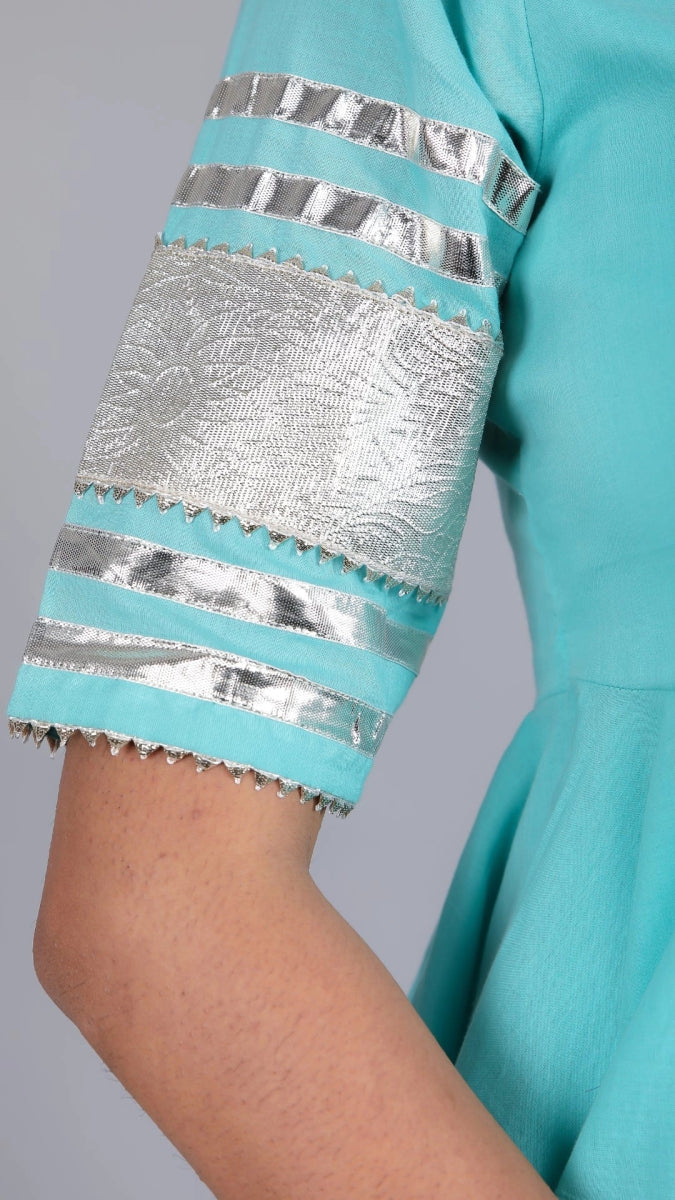 ANAM BLUE COTTON SHARARA SET - Pomcha Jaipur