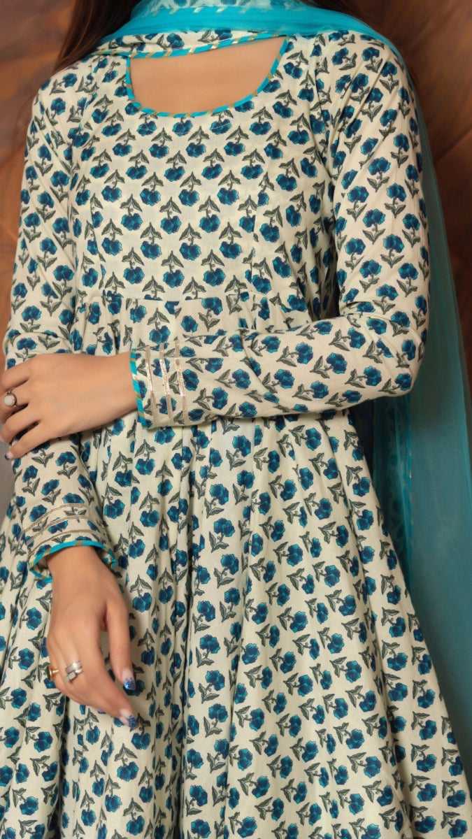 ANOKHI COTTON HAND BLOCK PRINT ANARKALI SET - Pomcha Jaipur