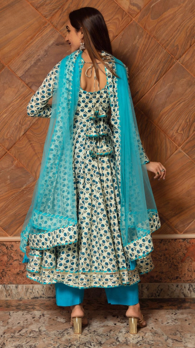 ANOKHI COTTON HAND BLOCK PRINT ANARKALI SET - Pomcha Jaipur