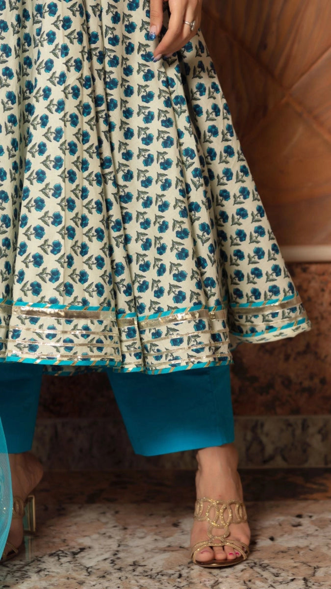 ANOKHI COTTON HAND BLOCK PRINT ANARKALI SET - Pomcha Jaipur