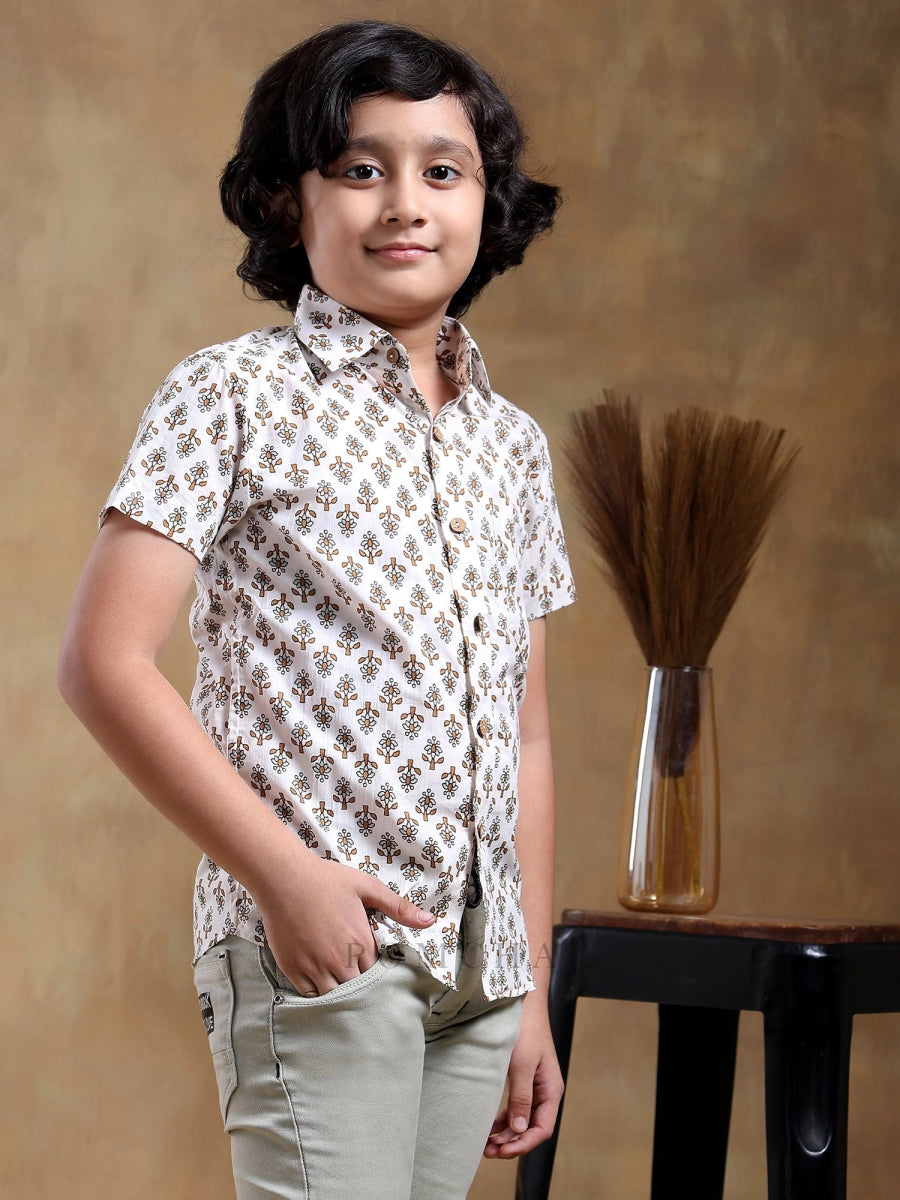 BACHPAN CHANDAN COTTON HAND BLOCK SHIRT - Pomcha Jaipur