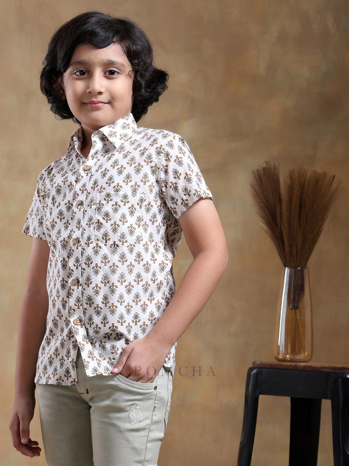 BACHPAN CHANDAN COTTON HAND BLOCK SHIRT - Pomcha Jaipur