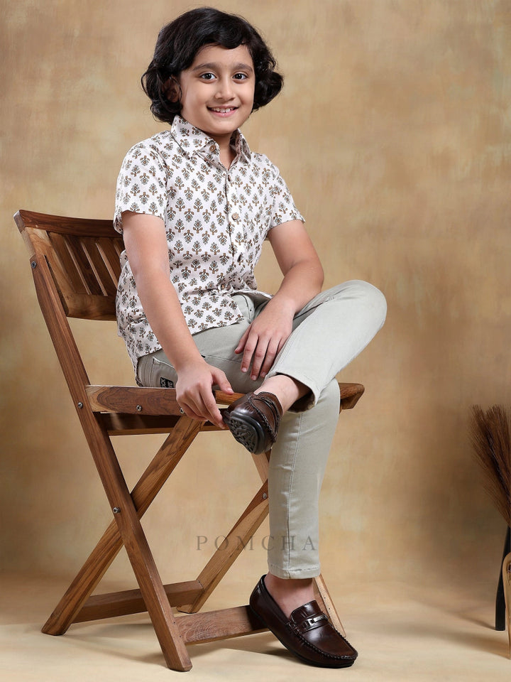 BACHPAN CHANDAN COTTON HAND BLOCK SHIRT - Pomcha Jaipur