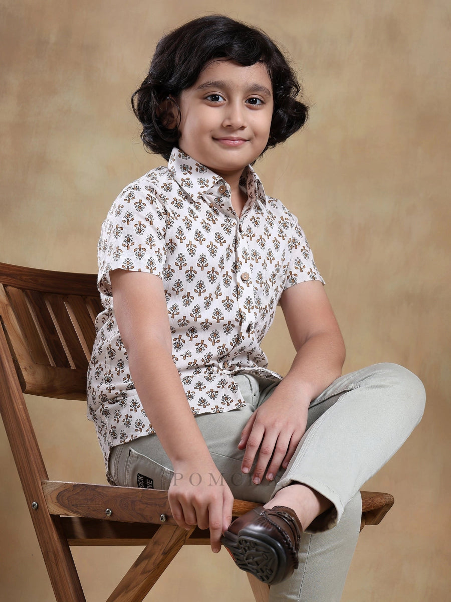 BACHPAN CHANDAN COTTON HAND BLOCK SHIRT - Pomcha Jaipur