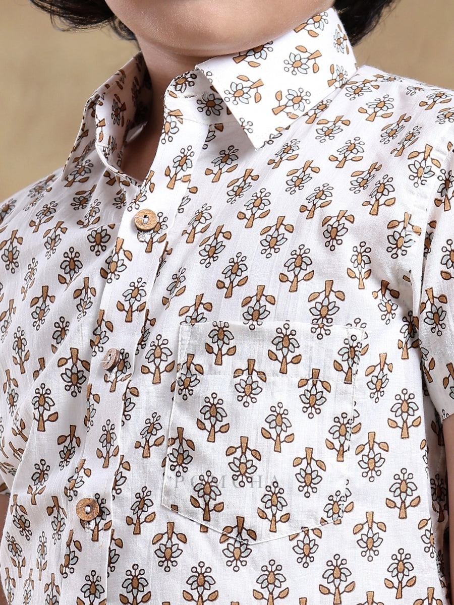 BACHPAN CHANDAN COTTON HAND BLOCK SHIRT - Pomcha Jaipur