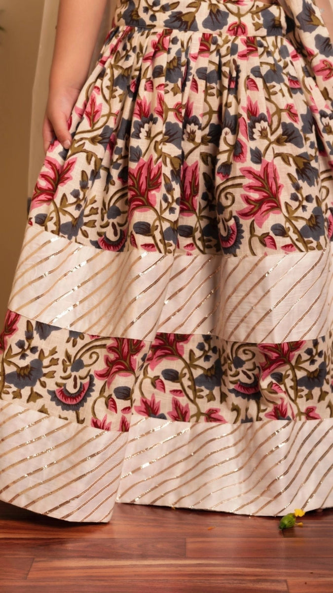 BACHPAN GARDEN ROSE LEHENGA SET - Pomcha Jaipur