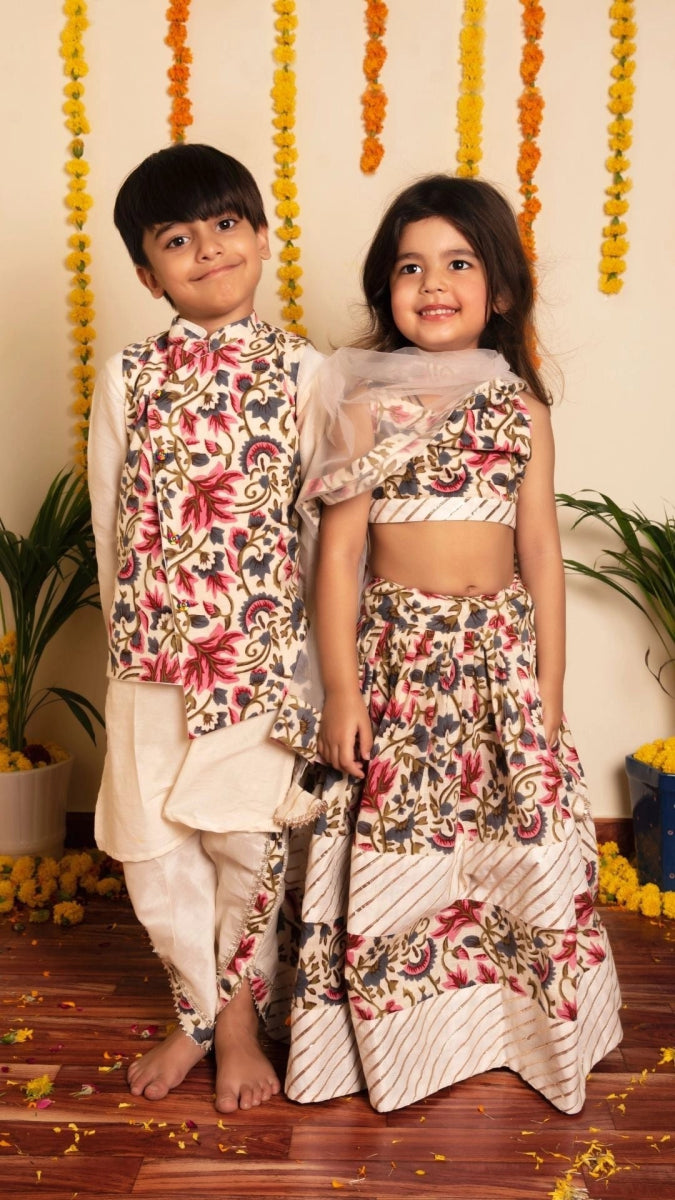 BACHPAN GARDEN ROSE LEHENGA SET - Pomcha Jaipur