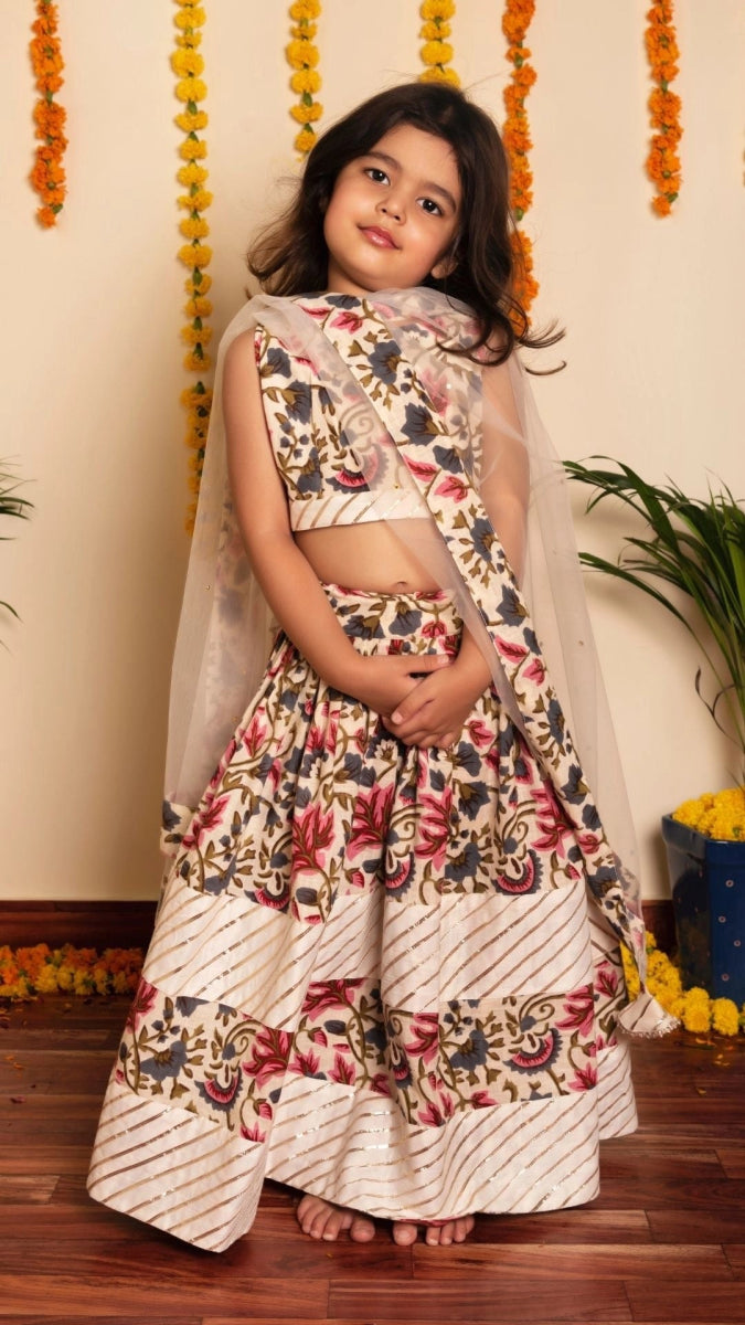 BACHPAN GARDEN ROSE LEHENGA SET - Pomcha Jaipur