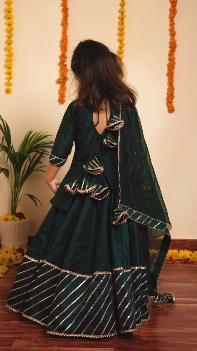 BACHPAN MIMOSA GREEN LEHENGA SET - Pomcha Jaipur